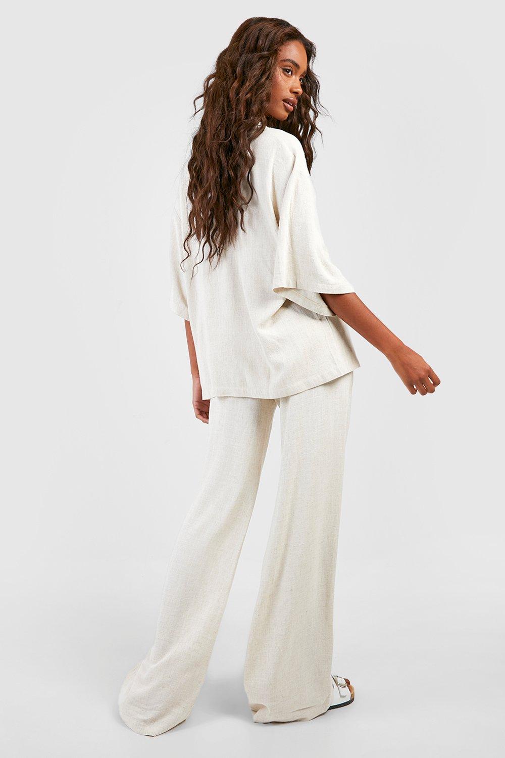 Straight leg linen trousers on sale womens